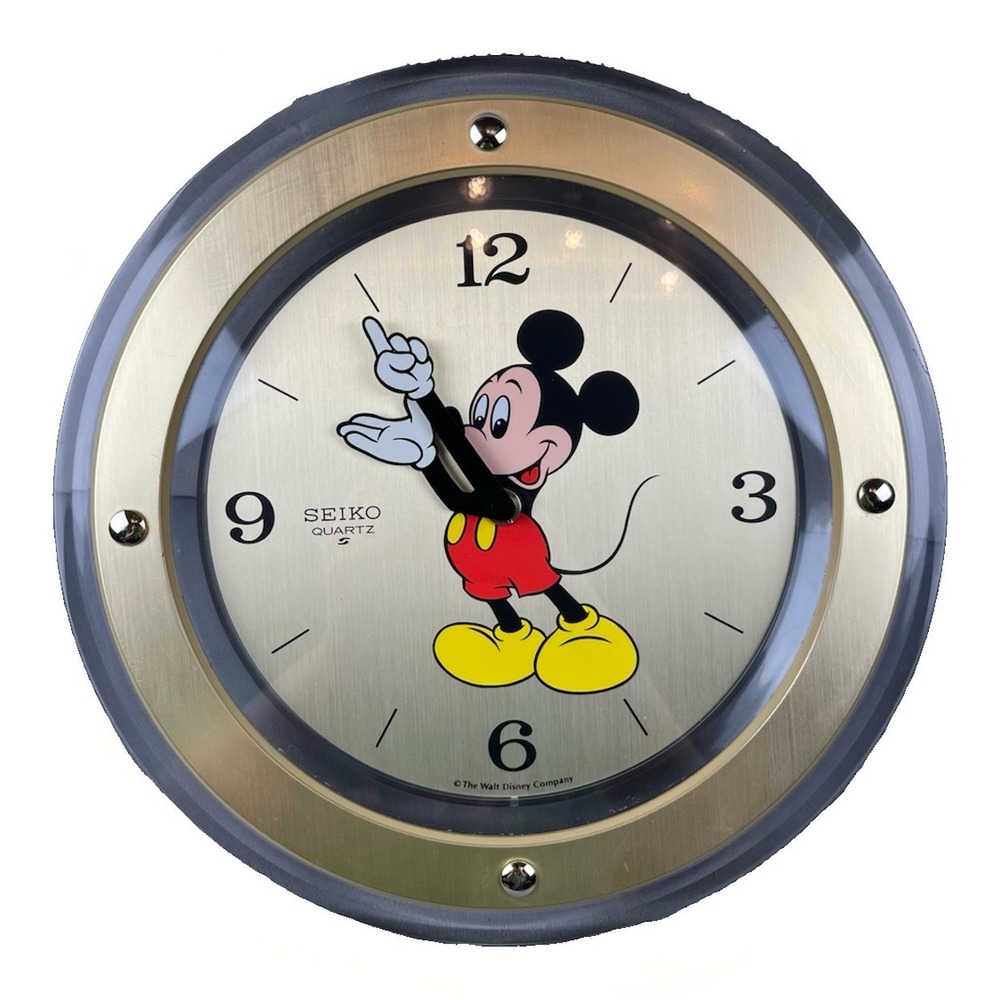 Seiko Quartz Mickey Mouse "Hands" Disney 10.5" Wall Clock Gold Working Licensed